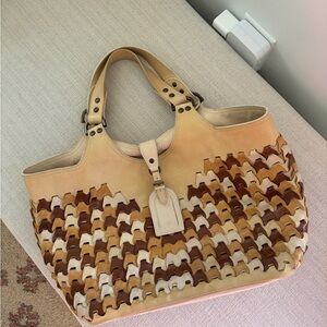 Mulberry Tan and Brown Woven Tote
